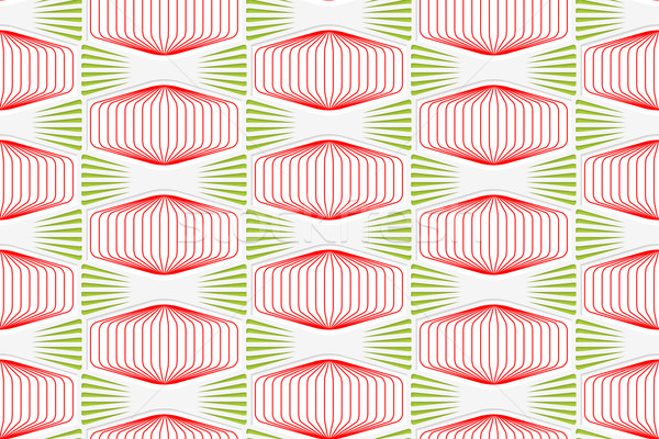 Colored 3D red and green striped squished hexagons Stock photo © Zebra-Finch