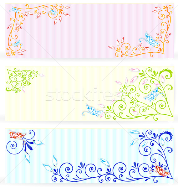 Butterfly on swirl texture banners vector Stock photo © Zebra-Finch