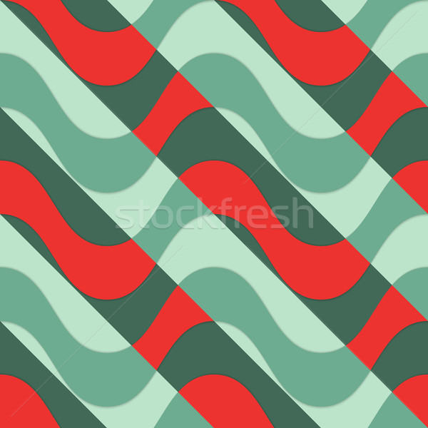 Retro 3D vermelho ondas verde Foto stock © Zebra-Finch