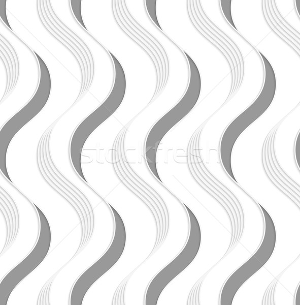Papír kivágás függőleges szürke hullámok fehér kivágás Stock fotó © Zebra-Finch