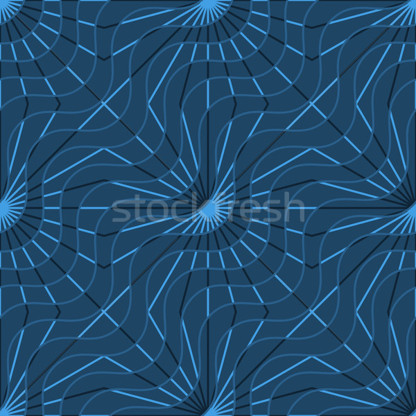 Stock fotó: Retro · 3D · kék · hullámok · sugarak · réteges