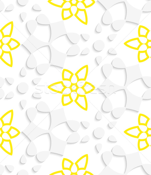 White  geometrical floristic with yellow layering seamless patte Stock photo © Zebra-Finch