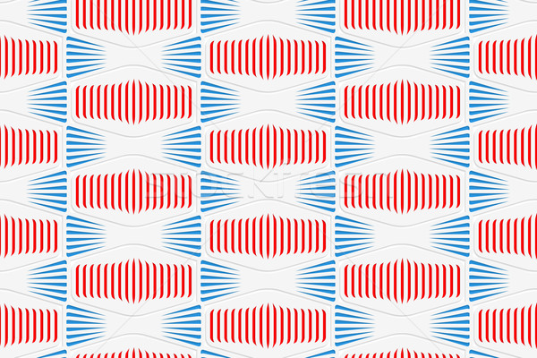 Colored 3D red and blue striped squished hexagons Stock photo © Zebra-Finch