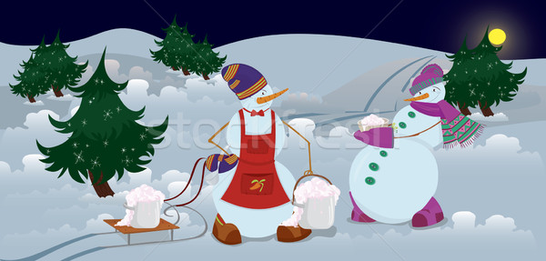 Snowmen are getting diner  banner Stock photo © Zebra-Finch