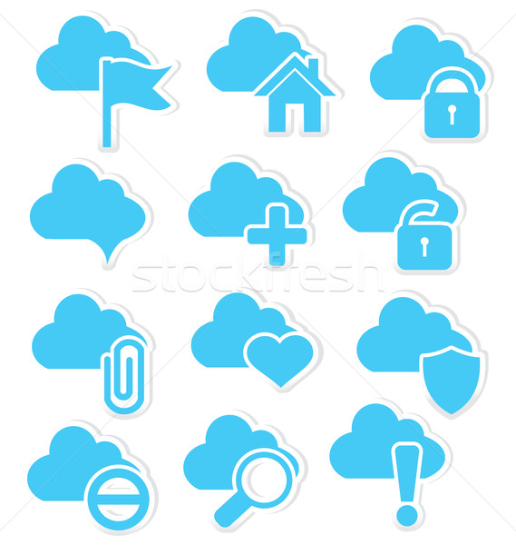 Cloud icon set web Stock photo © Zebra-Finch