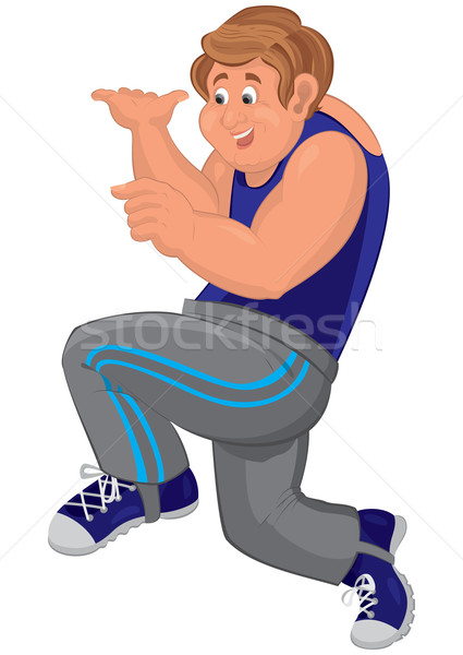 Karikatur Mann blau top Laufschuhe lächelnd Stock foto © Zebra-Finch
