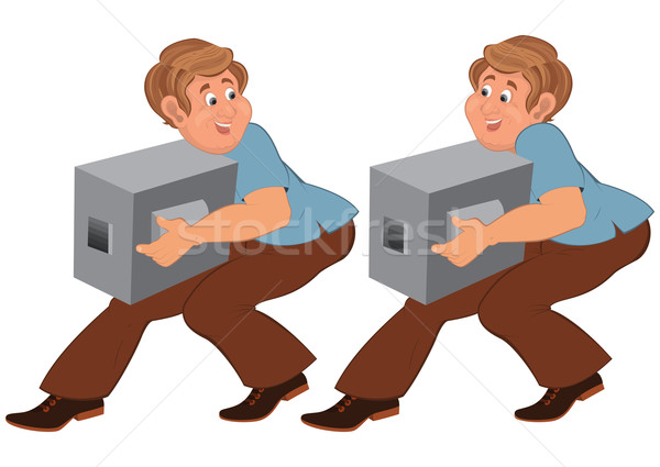 Gelukkig cartoon man bruin pants lopen Stockfoto © Zebra-Finch