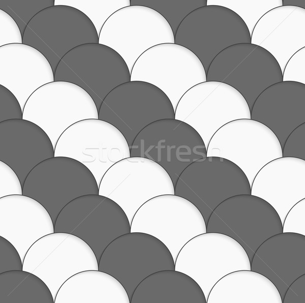 Stock photo: 3D white and gray overlapping half circles