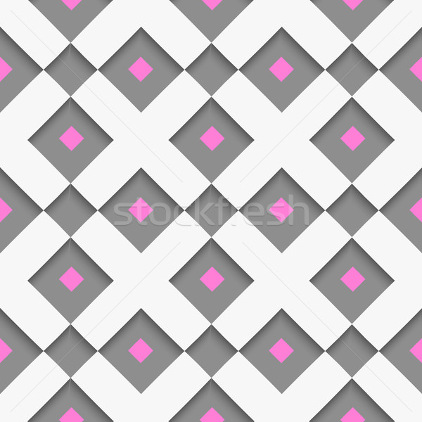 White geometrical ornament with white net and pink squares on gr Stock photo © Zebra-Finch
