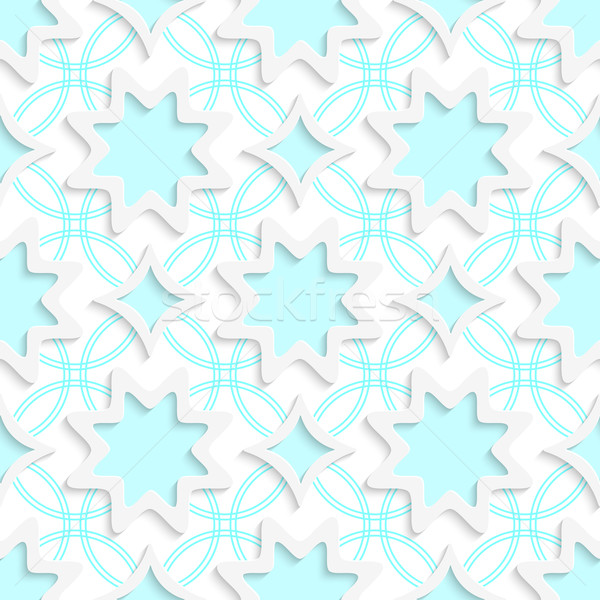White snowflakes and white rhombuses on flat blue ornament seaml Stock photo © Zebra-Finch