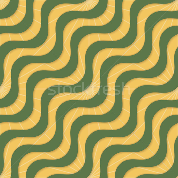 Retro 3D yellow green waves and rays Stock photo © Zebra-Finch