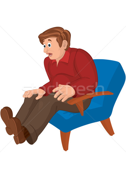 Cartoon man in red top and brown pants sitting in armchair Stock photo © Zebra-Finch