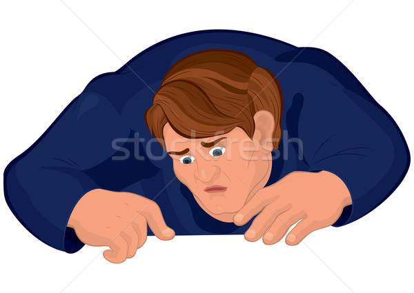 Cartoon człowiek tułowia niebieski patrząc w dół ilustracja Zdjęcia stock © Zebra-Finch