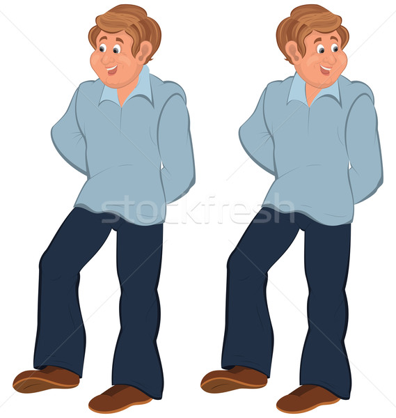 Happy cartoon man standing in blue pants Stock photo © Zebra-Finch