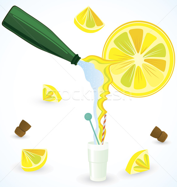 Sparkling water mixing with fresh lemon juice Stock photo © Zebra-Finch