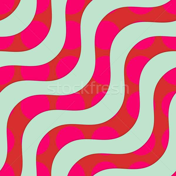 Stok fotoğraf: Retro · 3D · yeşil · dalgalar · kırmızı · circles