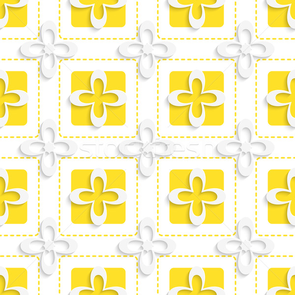 Yellow squares and white flowers pattern Stock photo © Zebra-Finch