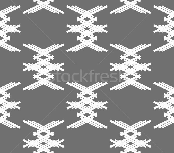 Monochrome pattern with white crossed shapes on gray Stock photo © Zebra-Finch