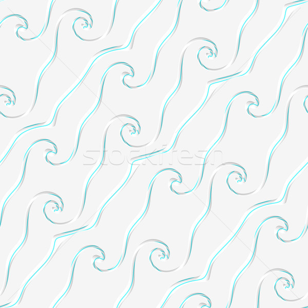 White curved lines perforated with blue emboss seamless pattern Stock photo © Zebra-Finch