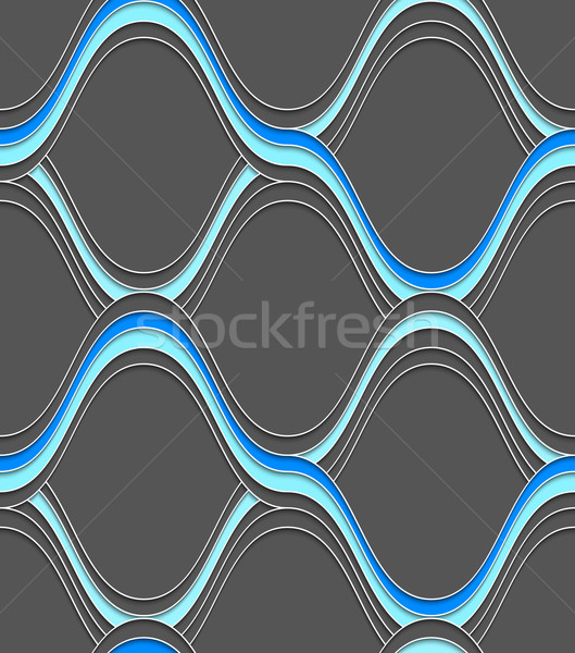 Blue embossed interlocking wavy lines Stock photo © Zebra-Finch