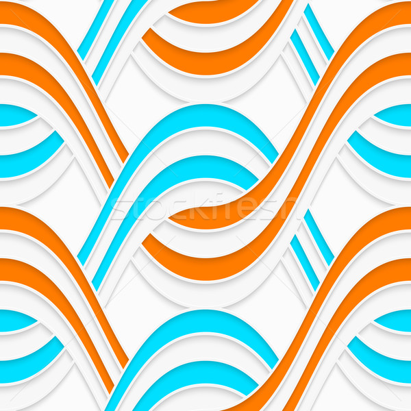 White embossed interlocking waves with blue and orange Stock photo © Zebra-Finch
