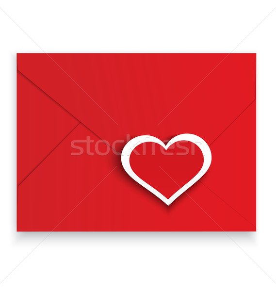 Stock photo: Heart stickers red envelope vector