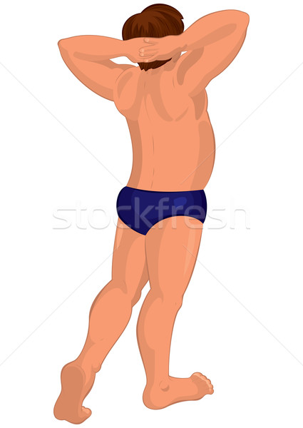 Cartoon man zwemmen shorts achteraanzicht illustratie Stockfoto © Zebra-Finch