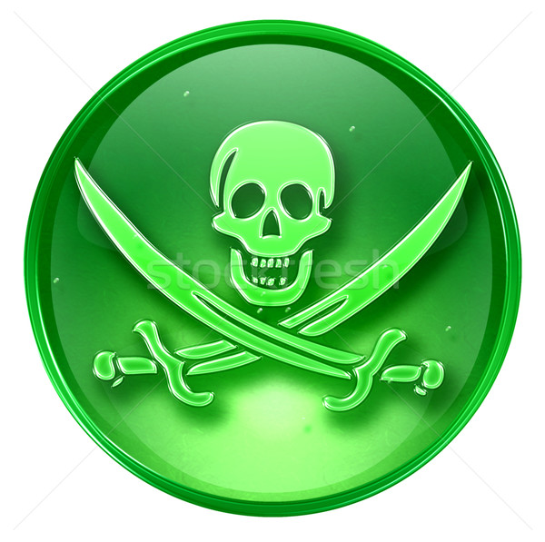 Pirate icon green, isolated on white background.  Stock photo © zeffss
