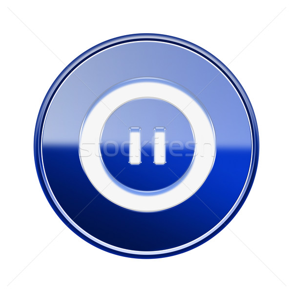 Pause icon glossy blue, isolated on white background Stock photo © zeffss