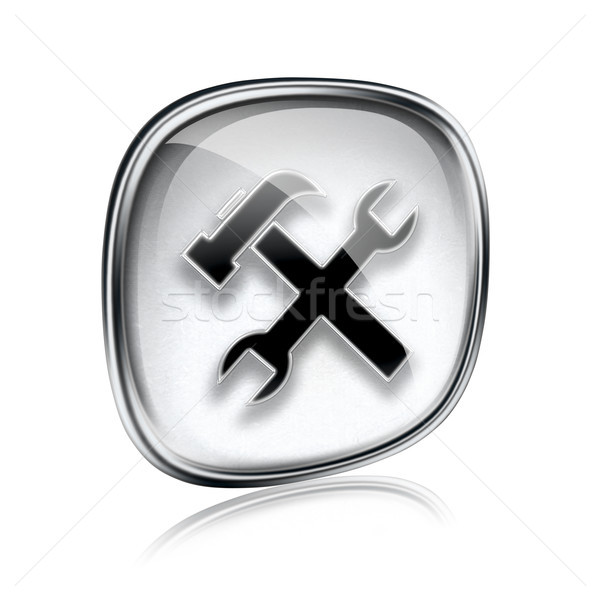 Tools icon grey glass, isolated on white background. Stock photo © zeffss