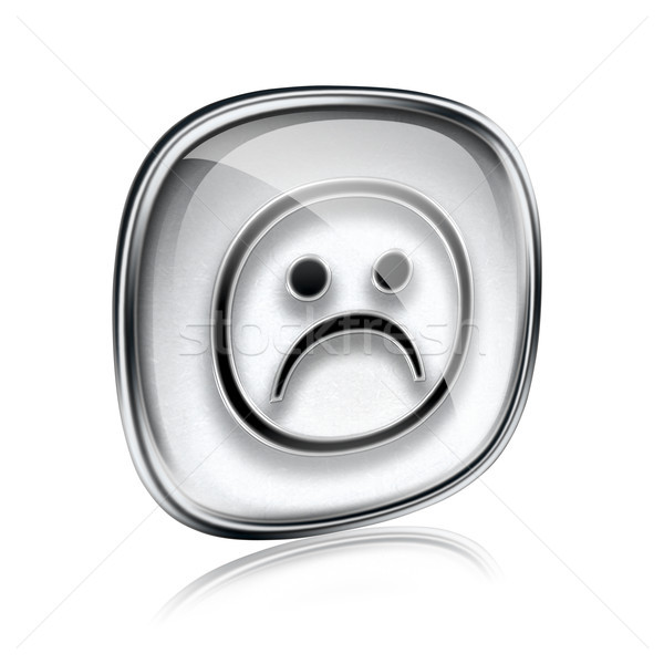 Smiley dissatisfied grey glass, isolated on white background. Stock photo © zeffss