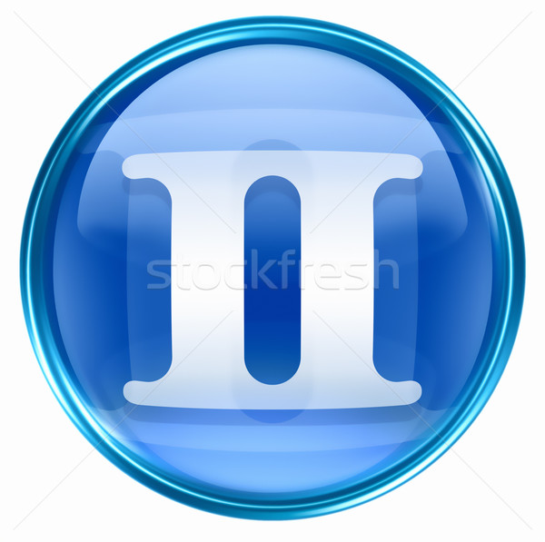 Gemini zodiac button icon, isolated on white background. Stock photo © zeffss