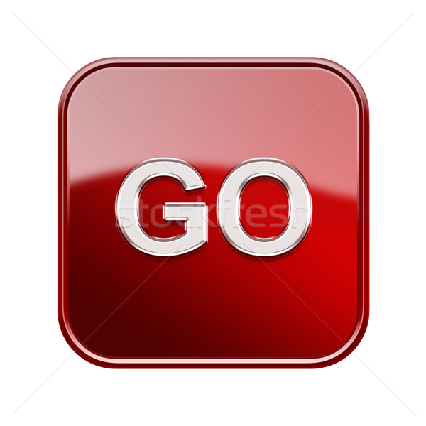 Go icon glossy red, isolated on white background Stock photo © zeffss