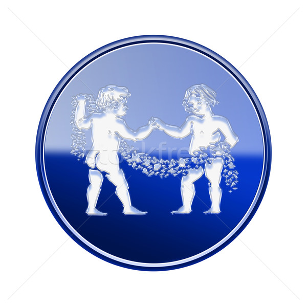 Gemini zodiac icon blue, isolated on white background Stock photo © zeffss