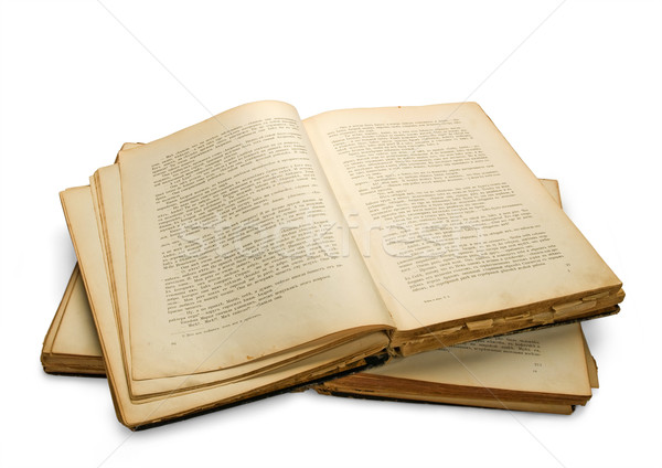 Stock photo: Open ancient book, isolated on white background