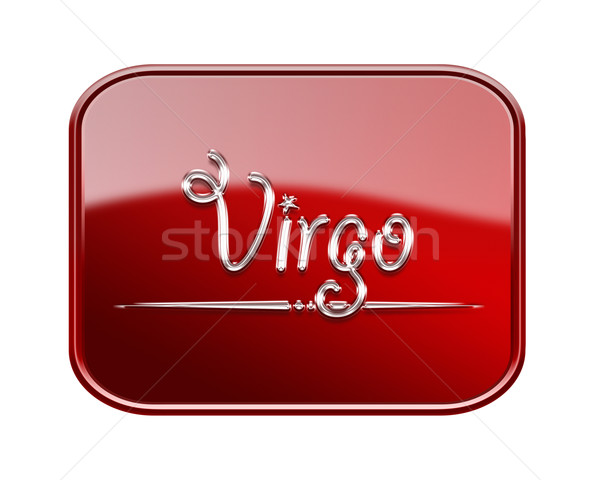 Virgo zodiac icon red glossy, isolated on white background Stock photo © zeffss