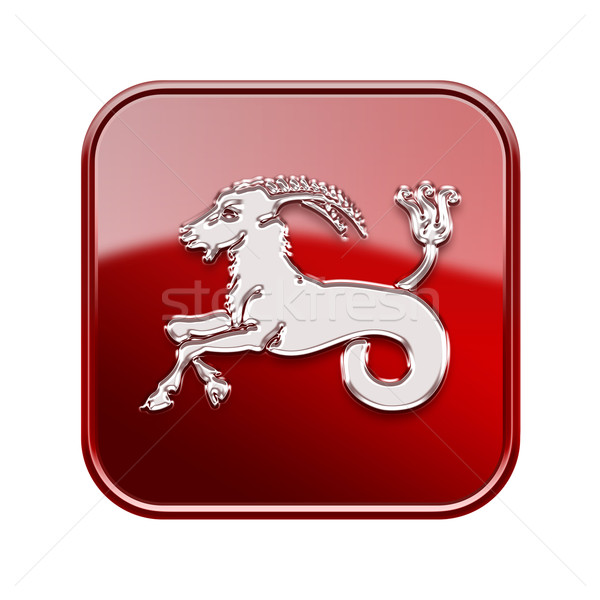 Capricorn zodiac icon red, isolated on white background Stock photo © zeffss