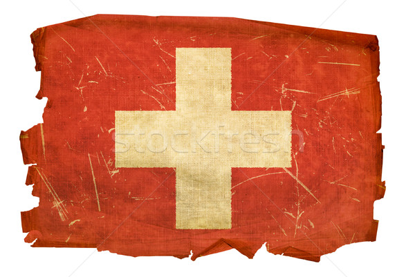 Switzerland Flag old, isolated on white background. Stock photo © zeffss