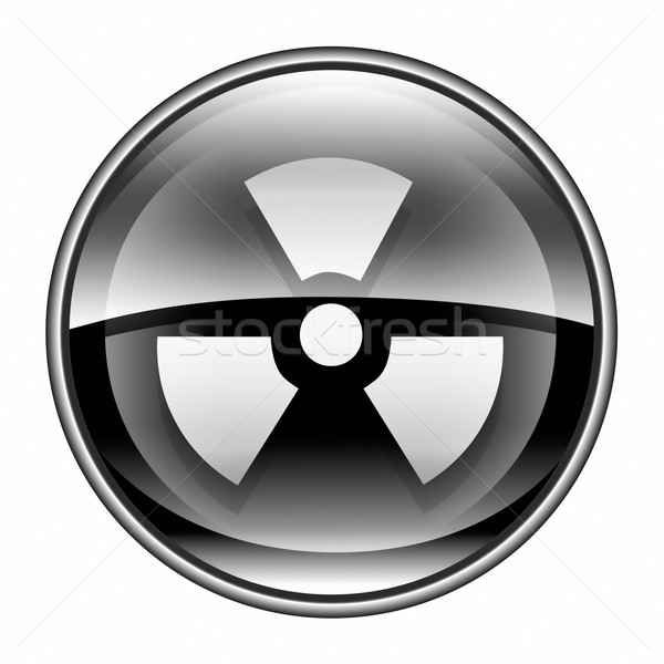 Photo stock: Radioactifs · icône · noir · isolé · blanche · fond