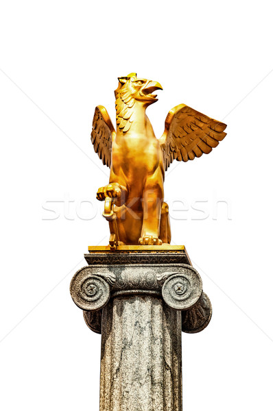 Griffioen sculptuur geïsoleerd witte hemel stad Stockfoto © zeffss