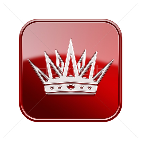 Crown icon glossy red, isolated on white background Stock photo © zeffss