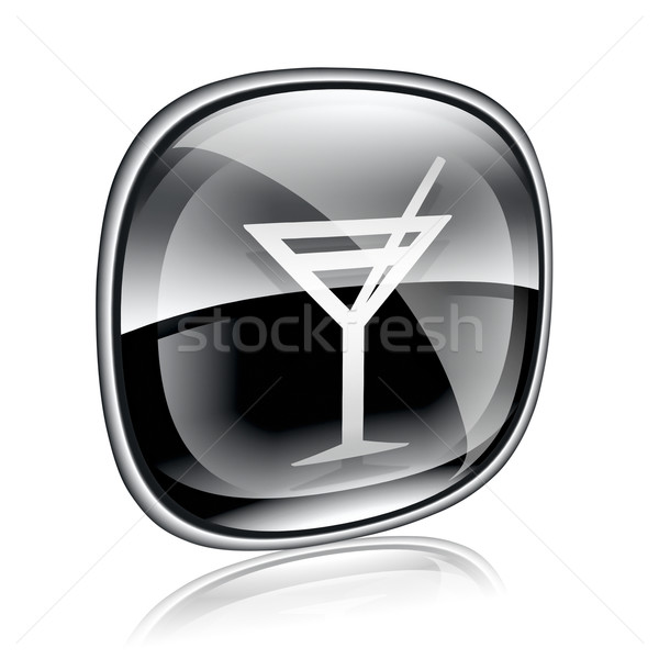 wine-glass icon black glass, isolated on white background. Stock photo © zeffss