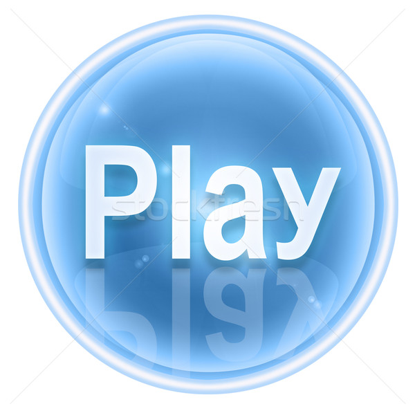 Play icon ice, isolated on white background Stock photo © zeffss