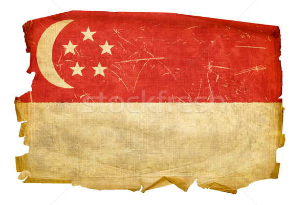 商业照片: 新加坡 ·旗·老· 孤立 ·白·画 / singapore flag old