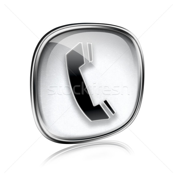 phone icon grey glass, isolated on white background. Stock photo © zeffss