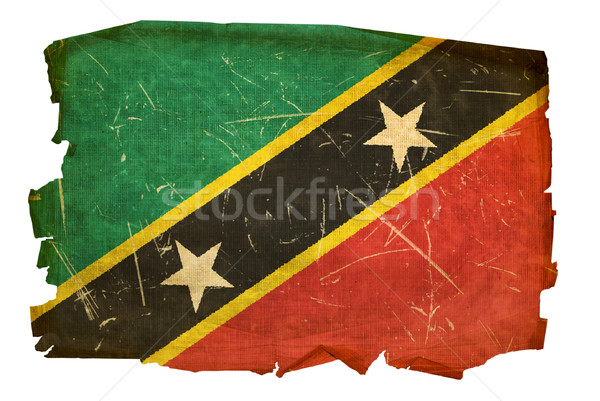 Stock photo: Saint Kitts and Nevis Flag old, isolated on white background.