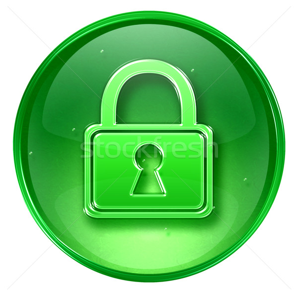 Lock icon green, isolated on white background.  Stock photo © zeffss