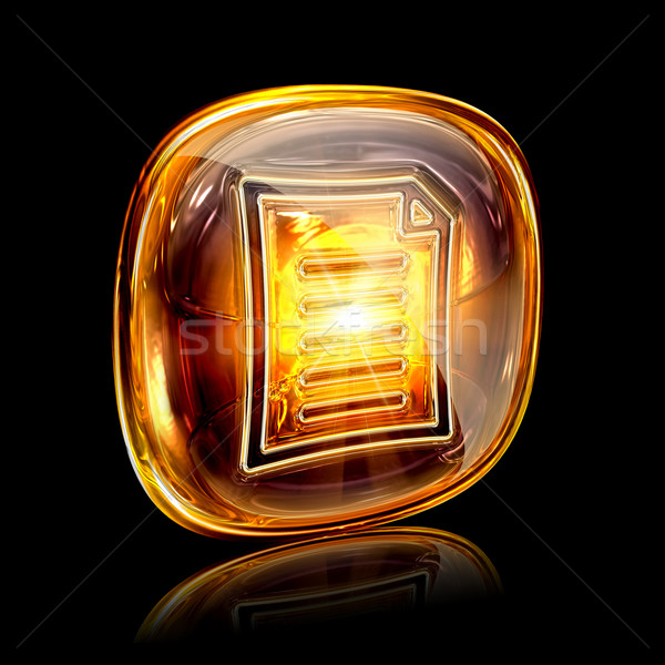 Document icon amber, isolated on black background Stock photo © zeffss