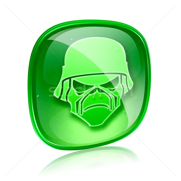 Armée icône vert verre isolé blanche [[stock_photo]] © zeffss