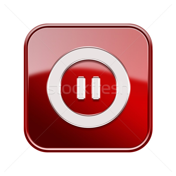 Pause icon glossy red, isolated on white background Stock photo © zeffss